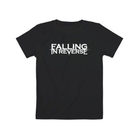 Детская футболка хлопок с принтом Falling in Reverse в Новосибирске, 100% хлопок | круглый вырез горловины, полуприлегающий силуэт, длина до линии бедер | Тематика изображения на принте: falling in reverse | logo | rock | ronnie radke | лого | рок | ронни радке