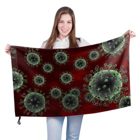 Флаг 3D с принтом COVID-19 в Новосибирске, 100% полиэстер | плотность ткани — 95 г/м2, размер — 67 х 109 см. Принт наносится с одной стороны | covid 19 | molecule | абстракция | клетки | коронавирус | медицина | микробы | молекулы | наука | нейрон | нейроны | текстура | текстуры | формула