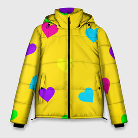 Мужская зимняя куртка 3D с принтом СЕРДЕЧКИ в Новосибирске, верх — 100% полиэстер; подкладка — 100% полиэстер; утеплитель — 100% полиэстер | длина ниже бедра, свободный силуэт Оверсайз. Есть воротник-стойка, отстегивающийся капюшон и ветрозащитная планка. 

Боковые карманы с листочкой на кнопках и внутренний карман на молнии. | Тематика изображения на принте: heart | love | romance | valentines day | амур | валентинка | влюбленные | день святого валентина | любовь | романтика | сердечко | сердце