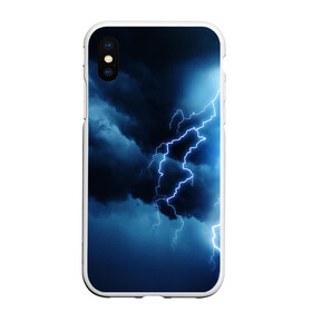 Чехол для iPhone XS Max матовый с принтом STORM в Новосибирске, Силикон | Область печати: задняя сторона чехла, без боковых панелей | storm | textures | zippy | искры | молния | текстуры | фон | шторм