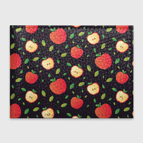 Обложка для студенческого билета с принтом Яблочный узор в Новосибирске, натуральная кожа | Размер: 11*8 см; Печать на всей внешней стороне | Тематика изображения на принте: узор | узоры | фрукт | фрукты | яблоки | яблоко | ягода | ягоды