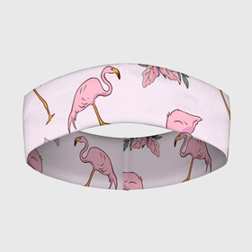 Повязка на голову 3D с принтом Розовый фламинго в Новосибирске,  |  | doodling | textures | tiles | дудлинг | лист | листья | паттерн | природа | птица | птицы | розовый | розовый фламинго | тайлы | текстуры | узор | узоры | фламинго | фон | цветок | цветы