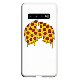 Чехол для Samsung Galaxy S10 с принтом Pizza Clan в Новосибирске, Силикон | Область печати: задняя сторона чехла, без боковых панелей | Тематика изображения на принте: ghostface | method man | pizza | rap | rza | wu tang | ву танг | еда | метод мен | пицца | рэп