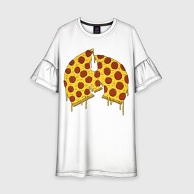 Детское платье 3D с принтом Pizza Clan в Новосибирске, 100% полиэстер | прямой силуэт, чуть расширенный к низу. Круглая горловина, на рукавах — воланы | Тематика изображения на принте: ghostface | method man | pizza | rap | rza | wu tang | ву танг | еда | метод мен | пицца | рэп