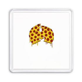 Магнит 55*55 с принтом Pizza Clan в Новосибирске, Пластик | Размер: 65*65 мм; Размер печати: 55*55 мм | Тематика изображения на принте: ghostface | method man | pizza | rap | rza | wu tang | ву танг | еда | метод мен | пицца | рэп