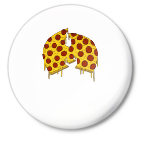 Значок с принтом Pizza Clan в Новосибирске,  металл | круглая форма, металлическая застежка в виде булавки | Тематика изображения на принте: ghostface | method man | pizza | rap | rza | wu tang | ву танг | еда | метод мен | пицца | рэп