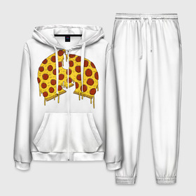 Мужской костюм 3D с принтом Pizza Clan в Новосибирске, 100% полиэстер | Манжеты и пояс оформлены тканевой резинкой, двухслойный капюшон со шнурком для регулировки, карманы спереди | ghostface | method man | pizza | rap | rza | wu tang | ву танг | еда | метод мен | пицца | рэп