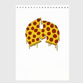 Скетчбук с принтом Pizza Clan в Новосибирске, 100% бумага
 | 48 листов, плотность листов — 100 г/м2, плотность картонной обложки — 250 г/м2. Листы скреплены сверху удобной пружинной спиралью | Тематика изображения на принте: ghostface | method man | pizza | rap | rza | wu tang | ву танг | еда | метод мен | пицца | рэп