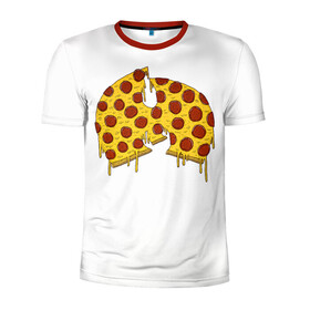 Мужская футболка 3D спортивная с принтом Pizza Clan в Новосибирске, 100% полиэстер с улучшенными характеристиками | приталенный силуэт, круглая горловина, широкие плечи, сужается к линии бедра | Тематика изображения на принте: ghostface | method man | pizza | rap | rza | wu tang | ву танг | еда | метод мен | пицца | рэп