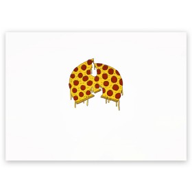 Поздравительная открытка с принтом Pizza Clan в Новосибирске, 100% бумага | плотность бумаги 280 г/м2, матовая, на обратной стороне линовка и место для марки
 | Тематика изображения на принте: ghostface | method man | pizza | rap | rza | wu tang | ву танг | еда | метод мен | пицца | рэп