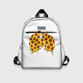 Детский рюкзак 3D с принтом Pizza Clan в Новосибирске, 100% полиэстер | лямки с регулируемой длиной, сверху петелька, чтобы рюкзак можно было повесить на вешалку. Основное отделение закрывается на молнию, как и внешний карман. Внутри дополнительный карман. По бокам два дополнительных кармашка | Тематика изображения на принте: ghostface | method man | pizza | rap | rza | wu tang | ву танг | еда | метод мен | пицца | рэп
