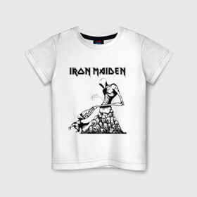 Детская футболка хлопок с принтом IRON MAIDEN в Новосибирске, 100% хлопок | круглый вырез горловины, полуприлегающий силуэт, длина до линии бедер | dave | iron maiden | murray | music | percy harris | rock | адриан смит | айрон мэйден | брюс дикинсон | дэйв мюррей | железная дева | музик | нико макбрэйн | рок | стив харрис | ужасы | хеви метал | яник герс
