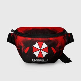 Поясная сумка 3D с принтом UMBRELLA CORP в Новосибирске, 100% полиэстер | плотная ткань, ремень с регулируемой длиной, внутри несколько карманов для мелочей, основное отделение и карман с обратной стороны сумки застегиваются на молнию | ada wong | biohazard | leon | nemesis | project resistance | raccoon city | re | re3 | resident evil | resident evil 3 | rpd | stars | umbrella | ада вонг | амбрелла | немезис | ужасы