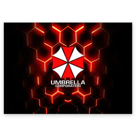 Поздравительная открытка с принтом UMBRELLA CORP в Новосибирске, 100% бумага | плотность бумаги 280 г/м2, матовая, на обратной стороне линовка и место для марки
 | Тематика изображения на принте: ada wong | biohazard | leon | nemesis | project resistance | raccoon city | re | re3 | resident evil | resident evil 3 | rpd | stars | umbrella | ада вонг | амбрелла | немезис | ужасы