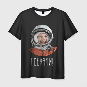 Мужская футболка 3D с принтом Гагарин в Новосибирске, 100% полиэфир | прямой крой, круглый вырез горловины, длина до линии бедер | 59 | gagarin | moon | nasa | space | yuri | астронавт | восток 1 | гагарин | космонавтика | космос | лет | луна | наса | поехали | ракета | советский | союз | ссср | человек | юрий