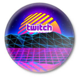 Значок с принтом Twitch  в Новосибирске,  металл | круглая форма, металлическая застежка в виде булавки | game | gamer | logo | trend | twitch | twitties | игры | логотип | мода | надписи | стрим | твитч | тренд