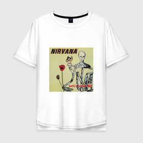 Мужская футболка хлопок Oversize с принтом NIRVANA в Новосибирске, 100% хлопок | свободный крой, круглый ворот, “спинка” длиннее передней части | in utero | nevermind | nirvana | nirvana in utero | nirvana logo | smile | курт кобейн | нирвана | нирвана in utero | нирвана лого