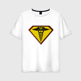 Женская футболка хлопок Oversize с принтом Символ героев в Новосибирске, 100% хлопок | свободный крой, круглый ворот, спущенный рукав, длина до линии бедер
 | врачи | врачи супергерои | медицина | символ | эмблема