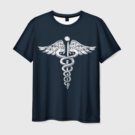 Мужская футболка 3D с принтом Caduceus в Новосибирске, 100% полиэфир | прямой крой, круглый вырез горловины, длина до линии бедер | caduceus | coronavirus | medic | nurse | superhero | врач | врачи | герои | герой | коронавирус | медбрат | медик | медики | медицина | медсестра | супергерои | супергерой