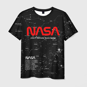 Мужская футболка 3D с принтом NASA в Новосибирске, 100% полиэфир | прямой крой, круглый вырез горловины, длина до линии бедер | nasa | астронавт | вселенная | звёздная карта | звёзды | космический | космонавт | космонавтика | космос | наса | ракета | шатл