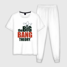 Мужская пижама хлопок с принтом Big Bang Theory logo в Новосибирске, 100% хлопок | брюки и футболка прямого кроя, без карманов, на брюках мягкая резинка на поясе и по низу штанин
 | Тематика изображения на принте: big bang theory | howard wolowitz | leonard hofstadter | penny | raj | sheldon cooper | stuart bloom | vdgerir | воловитц | леонард хофстедер | пэнни | радж | раджешь кутрапалли | тбв | теория большого взрыва | чак лорри | шелдон | шэл