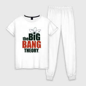 Женская пижама хлопок с принтом Big Bang Theory logo в Новосибирске, 100% хлопок | брюки и футболка прямого кроя, без карманов, на брюках мягкая резинка на поясе и по низу штанин | big bang theory | howard wolowitz | leonard hofstadter | penny | raj | sheldon cooper | stuart bloom | vdgerir | воловитц | леонард хофстедер | пэнни | радж | раджешь кутрапалли | тбв | теория большого взрыва | чак лорри | шелдон | шэл