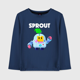 Детский лонгслив хлопок с принтом BRAWL STARS SPROUT в Новосибирске, 100% хлопок | круглый вырез горловины, полуприлегающий силуэт, длина до линии бедер | 8 bit | 8 бит | bibi | brawl stars | crow | el brown | leon | leon shark | max | mr.p | sally leon | shark | sprout | stars | virus | werewolf | акула | биби | вирус | ворон | леон | оборотень | пингвин