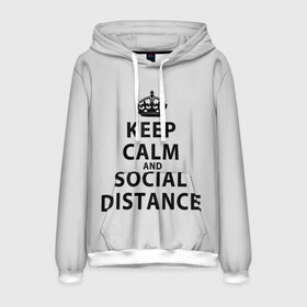 Мужская толстовка 3D с принтом Keep Calm And Social Distance в Новосибирске, 100% полиэстер | двухслойный капюшон со шнурком для регулировки, мягкие манжеты на рукавах и по низу толстовки, спереди карман-кенгуру с мягким внутренним слоем. | 2019 | biohazard | calm | china | coronavirus | covid 19 | inc | keep | ncov | ncov19 | ncov2019 | plague | survivor | virus | warning | вирус | дистанцию | коронавирус | соблюдай