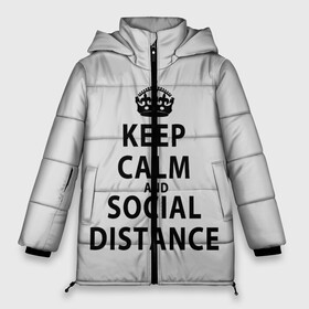 Женская зимняя куртка 3D с принтом Keep Calm And Social Distance в Новосибирске, верх — 100% полиэстер; подкладка — 100% полиэстер; утеплитель — 100% полиэстер | длина ниже бедра, силуэт Оверсайз. Есть воротник-стойка, отстегивающийся капюшон и ветрозащитная планка. 

Боковые карманы с листочкой на кнопках и внутренний карман на молнии | Тематика изображения на принте: 2019 | biohazard | calm | china | coronavirus | covid 19 | inc | keep | ncov | ncov19 | ncov2019 | plague | survivor | virus | warning | вирус | дистанцию | коронавирус | соблюдай