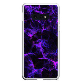 Чехол для Samsung S10E с принтом PURPLE DIGITAL SMOKE NEON в Новосибирске, Силикон | Область печати: задняя сторона чехла, без боковых панелей | abstraction | geometry | hexagon | neon | paints | stripes | texture | triangle | абстракция | брызги | геометрия | краски | неон | неоновый | соты | текстура