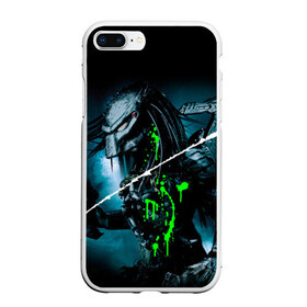 Чехол для iPhone 7Plus/8 Plus матовый с принтом PREDATOR в Новосибирске, Силикон | Область печати: задняя сторона чехла, без боковых панелей | aliens | avp | black | cinema | predator | кино | фильм хищник | фильмы | хищник | чёрный | чужой