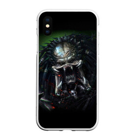 Чехол для iPhone XS Max матовый с принтом PREDATOR в Новосибирске, Силикон | Область печати: задняя сторона чехла, без боковых панелей | aliens | avp | black | cinema | predator | кино | фильм хищник | фильмы | хищник | чёрный | чужой