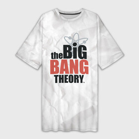 Платье-футболка 3D с принтом Big Bang Theory logo в Новосибирске,  |  | big bang theory | howard wolowitz | leonard hofstadter | penny | raj | sheldon cooper | stuart bloom | vdgerir | воловитц | леонард хофстедер | пэнни | радж | раджешь кутрапалли | тбв | теория большого взрыва | чак лорри | шелдон | шэл