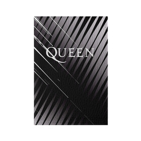 Обложка для паспорта матовая кожа с принтом Queen в Новосибирске, натуральная матовая кожа | размер 19,3 х 13,7 см; прозрачные пластиковые крепления | Тематика изображения на принте: 3d | queen | британская | группа | исполнитель | лого | логотип | музыканты | надпись | рок | эмблема