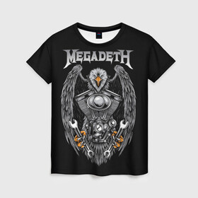 Женская футболка 3D с принтом Megadeth в Новосибирске, 100% полиэфир ( синтетическое хлопкоподобное полотно) | прямой крой, круглый вырез горловины, длина до линии бедер | countdown to extinction | бас | гитара | группа | дэйв мастейн | кико лоурейро | лос анджелес | метал | трэш | хард рок | хеви метал