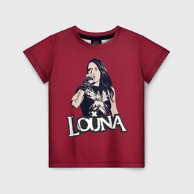 Детская футболка 3D с принтом Louna в Новосибирске, 100% гипоаллергенный полиэфир | прямой крой, круглый вырез горловины, длина до линии бедер, чуть спущенное плечо, ткань немного тянется | Тематика изображения на принте: louna | лу геворкян | луна | лусине | музыка | рок | русский рок