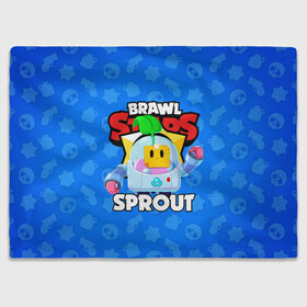 Плед 3D с принтом BRAWL STARS SPROUT в Новосибирске, 100% полиэстер | закругленные углы, все края обработаны. Ткань не мнется и не растягивается | Тематика изображения на принте: 8 bit | 8 бит | bibi | brawl stars | crow | el brown | leon | leon shark | max | mr.p | phoenix | sally leon | shark | sprout | stars | virus | werewolf | акула | биби | вирус | ворон | леон | оборотень | пингвин