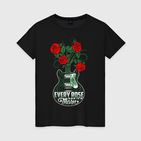 Женская футболка хлопок с принтом Каждая роза имеет шипы в Новосибирске, 100% хлопок | прямой крой, круглый вырез горловины, длина до линии бедер, слегка спущенное плечо | Тематика изображения на принте: ваза | гитара | девушки | любовь | цветы