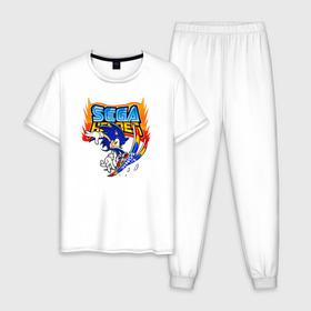 Мужская пижама хлопок с принтом Sonic:Sega Heroes в Новосибирске, 100% хлопок | брюки и футболка прямого кроя, без карманов, на брюках мягкая резинка на поясе и по низу штанин
 | 