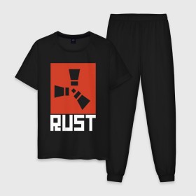 Мужская пижама хлопок с принтом RUST в Новосибирске, 100% хлопок | брюки и футболка прямого кроя, без карманов, на брюках мягкая резинка на поясе и по низу штанин
 | dayz | facepunch | rust | state of decay | survival | the forest | this war of mine | выживалка rust | раст