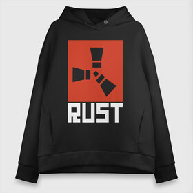 Женское худи Oversize хлопок с принтом RUST в Новосибирске, френч-терри — 70% хлопок, 30% полиэстер. Мягкий теплый начес внутри —100% хлопок | боковые карманы, эластичные манжеты и нижняя кромка, капюшон на магнитной кнопке | dayz | facepunch | rust | state of decay | survival | the forest | this war of mine | выживалка rust | раст