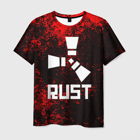 Мужская футболка 3D с принтом RUST в Новосибирске, 100% полиэфир | прямой крой, круглый вырез горловины, длина до линии бедер | dayz | facepunch | rust | state of decay | survival | the forest | this war of mine | выживалка rust | раст