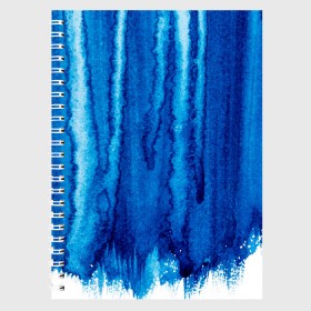 Тетрадь с принтом Будь в потоке в Новосибирске, 100% бумага | 48 листов, плотность листов — 60 г/м2, плотность картонной обложки — 250 г/м2. Листы скреплены сбоку удобной пружинной спиралью. Уголки страниц и обложки скругленные. Цвет линий — светло-серый
 | Тематика изображения на принте: water | waterfall | абстракция | акварель | вода | водопад | голубая абстракция | дождь | краска | потеки краски | поток | потоки воды | потоки краски | текстура