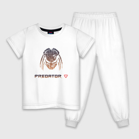 Детская пижама хлопок с принтом Predator Hunting Grounds в Новосибирске, 100% хлопок |  брюки и футболка прямого кроя, без карманов, на брюках мягкая резинка на поясе и по низу штанин
 | hunting grounds | predator | зубы | предатор | придатар | придатор | хищник