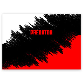Поздравительная открытка с принтом PREDATOR в Новосибирске, 100% бумага | плотность бумаги 280 г/м2, матовая, на обратной стороне линовка и место для марки
 | aliens | avp | black | cinema | predator | кино | фильм хищник | фильмы | хищник | чёрный | чужой