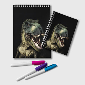 Блокнот с принтом Динозавр T-Rex в Новосибирске, 100% бумага | 48 листов, плотность листов — 60 г/м2, плотность картонной обложки — 250 г/м2. Листы скреплены удобной пружинной спиралью. Цвет линий — светло-серый
 | Тематика изображения на принте: dino | dinosauria | t rex | ti rex | дино | динозавр | парк юрского | т рекс | ти рекс | чудовище | юрский период | ящер | ящерица