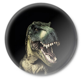 Значок с принтом Динозавр T-Rex в Новосибирске,  металл | круглая форма, металлическая застежка в виде булавки | Тематика изображения на принте: dino | dinosauria | t rex | ti rex | дино | динозавр | парк юрского | т рекс | ти рекс | чудовище | юрский период | ящер | ящерица