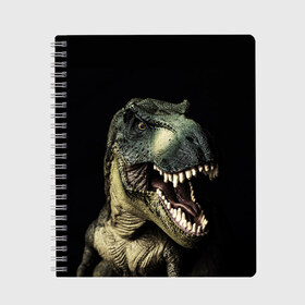 Тетрадь с принтом Динозавр T-Rex в Новосибирске, 100% бумага | 48 листов, плотность листов — 60 г/м2, плотность картонной обложки — 250 г/м2. Листы скреплены сбоку удобной пружинной спиралью. Уголки страниц и обложки скругленные. Цвет линий — светло-серый
 | dino | dinosauria | t rex | ti rex | дино | динозавр | парк юрского | т рекс | ти рекс | чудовище | юрский период | ящер | ящерица