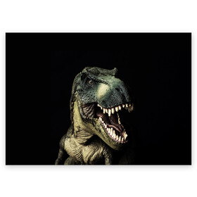 Поздравительная открытка с принтом Динозавр T-Rex в Новосибирске, 100% бумага | плотность бумаги 280 г/м2, матовая, на обратной стороне линовка и место для марки
 | Тематика изображения на принте: dino | dinosauria | t rex | ti rex | дино | динозавр | парк юрского | т рекс | ти рекс | чудовище | юрский период | ящер | ящерица