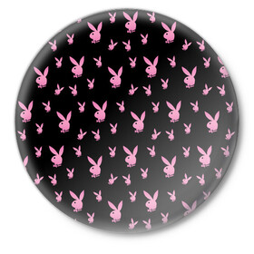 Значок с принтом Playboy в Новосибирске,  металл | круглая форма, металлическая застежка в виде булавки | Тематика изображения на принте: bunny | erotic | hefner | hugh | magazine | playboy | журнал | зайка | кролик | плейбой | хефнер | ххх | хью